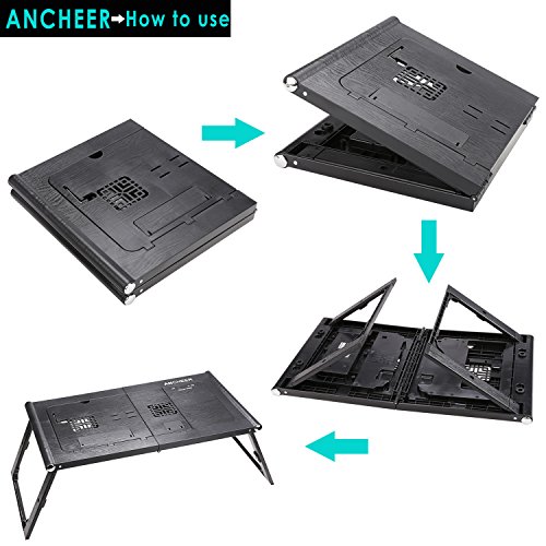Ancheer Einstellbare Laptop Tisch Lapdesk Betttisch Faltende Smart-Tabelle mit Power Bank 10000mAh, Schwarz - 6