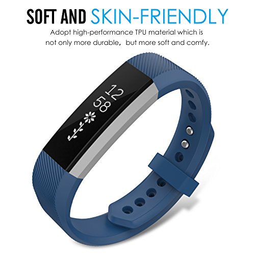 MoKo Fitbit Alta / Alta HR Armband – TPU Sport Fitness Ersatzschweißband Ersatzarmband Fitnessarmbänder Handgelenk-Bügel Sportarmband mit Verschluss für Fitness Armband Alta / Alta HR, Marineblau - 3