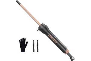 BESTOPE PRO Rizador pelo Ondas [9mm], Rizador de Pelo de cerámica, Tenacillas para rizar el Pelo Pantalla LCD 120-230°C Calentamiento rápido ondulador de pelo para rizos pequeños y apretados