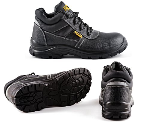 Männer Leder Sicherheitsstiefel wasserdicht S3 Stahlkappe Arbeitsschuhe knöchelhoch 1007 Black Hammer - 2