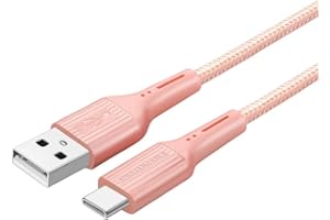 SHULIANCABLE Cable USB C, Cargador Tipo C Nylon Carga Rápida y Sincronización de Datos Cable USB C para Samsung Galaxy,Xiaomi,Huawei (2M, Pink)