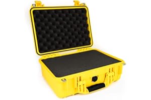 PELI 1450 Bruchfestes Case für Wertvolle Ausrüstung, IP67 Wasser- und Staubdicht, 15L Volumen, Mit Schaumstoffeinlage (anpassbar), Farbe: Gelb
