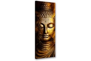 Feeby Quadro su Tela Non Tessuta Yoga Buddismo 50x150 cm 1 pezzo Stampa Decorazione da parete Immagini Moderni per Soggiorno Camera da Letto Ufficio Corridoio Hotel Spa Buddha Oriente Zen oro