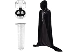 SYKEROUT Disfraz de bruja con capucha para Halloween，capa halloween ，Mujeres Hombres Niños Disfraz de Halloween Halloween Fiesta Vampiro Bruja Traje Cape Carnival Carnival Costume Cosplay Cape Hooded Black