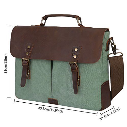 S-ZONE Vintage Segeltuch Leder Unisex Damen Herren Junge Multifunktiontasche Umh  ngetasche Henkeltaschen Laptoptasche Beutel f  r Arbeit Studium Reis