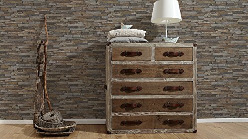 A.S. Création Vliestapete Best of Wood and Stone Tapete in Stein Optik fotorealistische Steintapete Naturstein 10,05 m x 0,53 m beige braun gelb Made in Germany 914217 9142-17 - 6