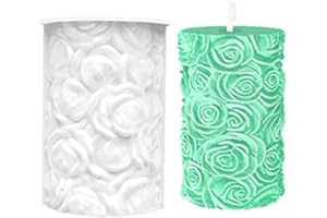 JINSBON Moldes de silicona 3D para velas, moldes para velas de rosas grandes, molde de silicona para hacer velas de Navidad, hacer jabón y hornear (patrón de rosas)