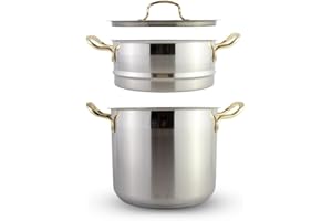 Saharashop Couscous Topf 6, 8 und 12 Liter Dampfgarer Couscous Pot (3-in-1) 6 Liter Couscous Topf/Dampfgarer