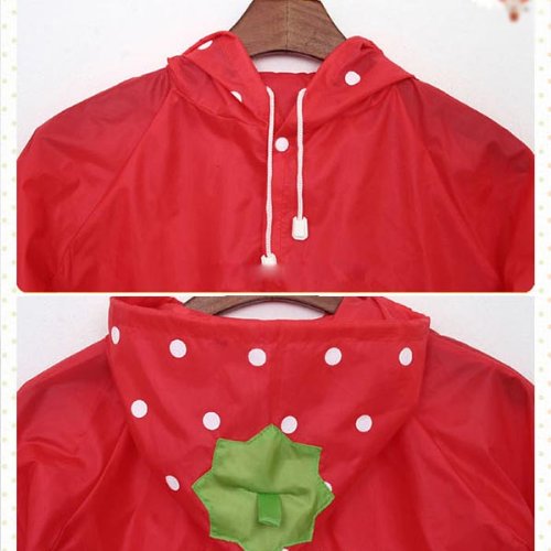 HuntGold Süß Kinder Jungen Mädchen Regen Mantel Outwear mit Kapuze wasserdichte Regenjacke Cartoon (rot) - 2
