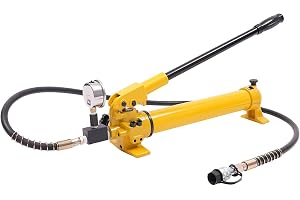 Qussse CP-700 manuell hydraulpump, hydraulisk handpump med manometer och 1,9 m slangar, 700 bar handhydraulisk pump för hydra