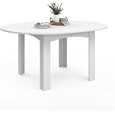 IDMarket - Extendable Round Dining Table Donate 4-8 People White 110-150cm