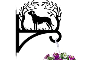 peacoblue Iron Plant Hangers Hooks Large 30x40cm for Outdoor Indoor Hanging Plants Flower Fern Pot Lantern Bird Feeder Wind Chime, Dog and Tree Metal Wall Holder for Porch Garden Farmhouse