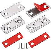 QNEEK 2022 Magnetic Door Catch, 2 Pack Ultra Thin Cabinet Magnetic Catch with Strong Adhesive Sticker & Screws, Slim Drawer M