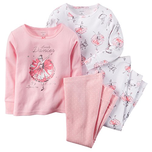 Carter's 4-Piece MIX 'N MATCH Baby/Toddler Girls' 'Bellerina' Cotton Pyjama Set, Pink, 6 Months