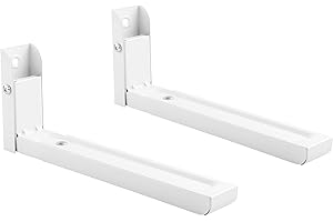 TM Electron Soporte para Microondas de Pared, Rieles Extensibles de 33cm a 48cm y Plegables, hasta 35kg, Fabricado en Acero, Color Blanco