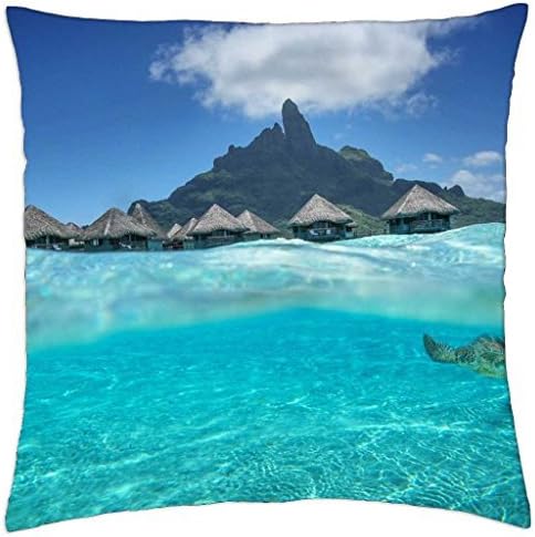 Beautiful Aqua Blue Lagoon Dream Island Bora Bora Tahiti - Throw Pillow Cover Case (18