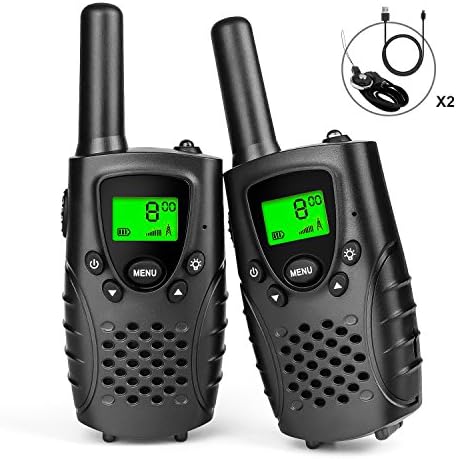 Debonice 2pcs Walkie Talkies for Kids Children USB Charge Port 0.5W PMR446 2-Way Radio License Free with 8 Channels for Outdoor Camping Hiking (Black)