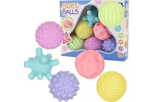 AIFUSI Tactile Sensory Ball, Textured Grasping Ball, Color Recognition Grasping Ball, Squishy Ball with Sound for Sensory Exercises and Object Recognition (Pack of 6 Balls)