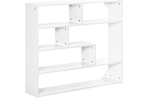 HOMCOM Estantería de Pared de 4 Niveles Balda Flotante con 7 Compartimientos Abiertos para Salón Dormitorio Oficina Estilo Moderno 94x19,5x80 cm Blanco