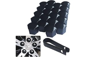 senvenelec 20 Pcs Wagen Universal 21- mm Kunststoff Nut Abdeckkappe Schraube Auto Mutter Covers Bolt Radkappen, Radschrauben 21- mm Radmuttern Kappen.mit 1 stück Abziehhaken - (Bright Black).