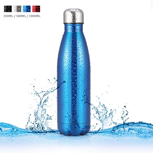 Botella de Agua de Acero Inoxidable Portátil Botella Aislada al Vacío Botella Térmica para Deportes Al Aire Libre Camping Senderismo Picnic Ciclismo ( Capacity : 1000ML , Color : Azul )