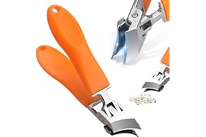 MZZSVEUY Wide Jaw Opening Anti-Splash Slanted Nail Clipper, Curved Toenail Clippers for Thick Toenails, Ingrown Nail Clippers Wide Jaw Slanted Toenail Clippers for Women (Orange)