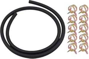 Tiardey 1M Fuel Hose 7mm Inner with 10Pcs Hose Clamp for Boat Marine Outboard Gas Diesel Petrol