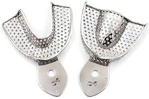 BEAUTY + Dental Impression Trays Stainless Steel Perforated Teeth Whitening Mouth Trays Upper and Lower Dental Impression Trays Set of 2 (S Upper and Lower)