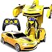 Produktbild PETRLOY Chevet Deformed Bumee Drahtlose RC Fernbedienung Autobots 10 Jahre Alt Jungen Geburtstagsparty Gelb Weihnachten Überraschung 1/12 Camaro Modell ABS Transformator Stunt Auto USB Lade