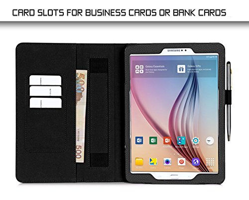 Galaxy Tab S2 9.7 Hülle,Samsung Galaxy Tab S2,Fyy® [Super Functional Series] Hochwertige Kunstleder Hülle mit elastitcher Handschlaufe und Halterungen für Karten, Notizen für Samsung Galaxy Tab S2 9.7 Zoll,Schwarz (mit automatischer Schlaf/ Weck-Funktion) - 2