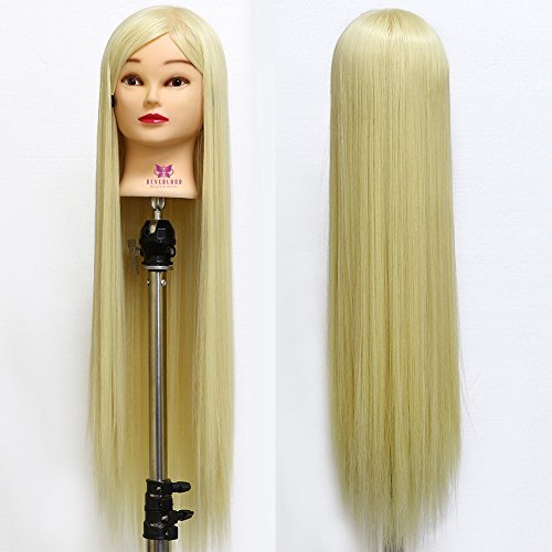 Neverland Beauty 30" Long Smooth 100% Synthetic Blonde Hair Hairdressing Equipment Styling Head Doll Mannequin Training Head Tools Braiding Cutting Student Practice Model with Clamp UK Stock