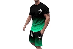 GXYANiaoy Sommer Outfit Herren 2 Teiler Trainingsanzug mit Aufdruck Palme Zweiteiler Sportanzug Kurze Hosen + T Shirt Set Kurzarm Jogginganzug Freizeitanzug Casual Outfit Tracksuit Sport Set Männer