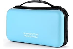 KUOCDSIK Range CD, boîtier de DVD Blue-Ray EVA de 96 capacités Organisateur de Stockage de Disque Dur de Protection pour Les Voyages en Voiture (96 Capacités, Bleu ciel96)