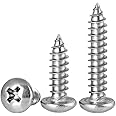 FandWay Phillips Pan Head Self-Tapping Screws, 304 Stainless Steel Round Head Tapper Screws, M3 x 8/10/12/16/20mm Sheet Metal Screws, Wood Screws Assortment Set (25-Pieces/each)