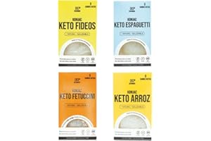 KETONICO Konjac Keto Sin Gluten, Sin Lactosa, Sin Soja, Sin OMG, Certificado Keto 1.2g Carbohidratos por Plato (Pack 4x Konjac Keto)