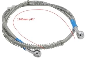 S SYUU 1100mm 110cm SYUU Moto Tuyau De Frein Tressé en Acier Hydraulique Renforcer Frein Embrayage Huile Tuyau Tuyau De Conduite pour Motorcycle Pit Dirt Bike Enduro Motocross Street Bikes Sport Bikes