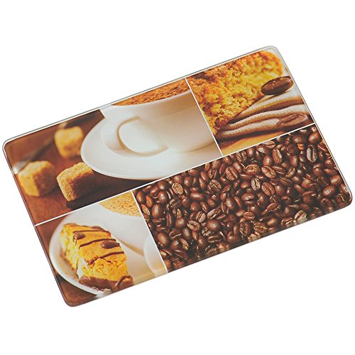Kesper 36377 Glas-Frühstücksbrettchen "Kaffee", 30 x 20 x 0,7 cm