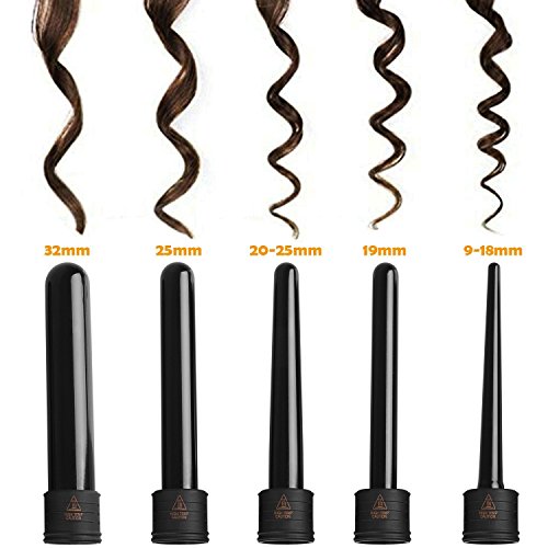 Molain Lockenstab 5 in 1 Lockenwickler Set mit LCD Anzeigen leicht zu einstellen Tempratur unterschiedlichen Größen Stäbe für verschiedene Locken, feine Verpackung Perfekt als Geschenk für Frauen - 5