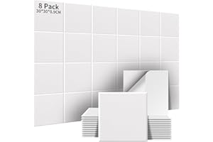 AsmeSonic 8 Pièces Panneaux Acoustiques Autocollants, Panneaux Acoustiques Absorbants Haute Densité, Traitement Acoustique et Décoration Murale pour Studio d'Enregistrement, 30x30x0.9cm, Blanc