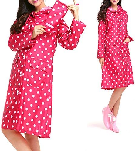 Dairyshop Fashion Women Girls Waterproof Clothes Raincoat Dot Rainwear Rain Riding Clothes (Red)