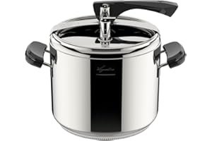 Lagostina Marmite à pression La Classica Lagofusion, autocuiseur Ø 22 cm, capacité 7L, avec panier, livre de recettes et écodose, poignées en Bakélite, valve à poids et fond Lagofusion
