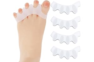 Jeffdad 4 Stück Zehenspreizer, Zehentrenner Toe Separator Gel Zehenspreizer für Bunion Korrektur Zehen überlappende Zehen Gemilderte Fußschmerz den Reibung Unisex(Weiß)