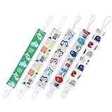GAGAKU 5er Pack Schnullerband Stoff Schnullerkette mit Clip - Mehrfarbig