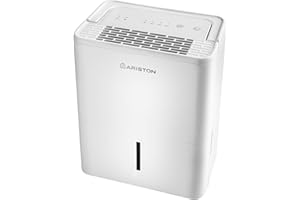 Ariston DEOS 12 EVO - Deumidificatore Casa Muffa Portatile 12L/24h con Ruote, Bagno e Ambienti Fino 31㎡, Piccolo Assorbi Umidità 32x41,4x20,5 - 3 Velocità d'Aria e Filtro Antipolvere, Consumo Max 210w