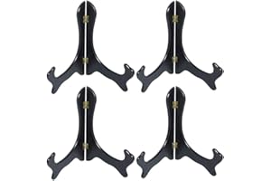 Tincogo Caballetes de Madera-como Negro Placa Soporte Pantalla Soportes Foto Marco de Soporte de 6 Pulgadas Negro(Paquete de 4)