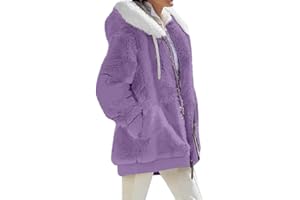VDDTAGAM Fleecejacke Hoodie Damen Kapuzenpullover Teddy Fleecejacke Warm Herbst Wintermantel Stilvoller ReißVerschluss Fellmantel PlüSchjacke Mit Taschen