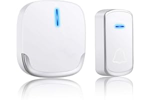 YYQ Campanelli Wireless Impermeabile, Campanello Senza Fili da Esterno e Interno, Raggio d'Azione di 300M, 58 Suonerie 5 Livelli di Volume per Casa, Negozio, Anziani (1 Trasmettitore + 1 Ricevitori)