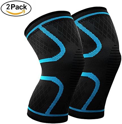 Ledeak Athletics Knee Compression Sleeve (pair), Best Anti Slip Knee Brace Support for Joint Pain and Arthritis Relief -Ideal for Running, Jogging, Hiking, Basketball, Crossfit, Sports and Injury Recovery