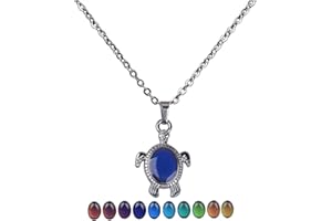 Lpitoy Collier changeant de Couleur d'humeur avec Pendentif en Forme de Tortue, Bijoux en Acier Inoxydable, Cadeau Magique pour Les Filles