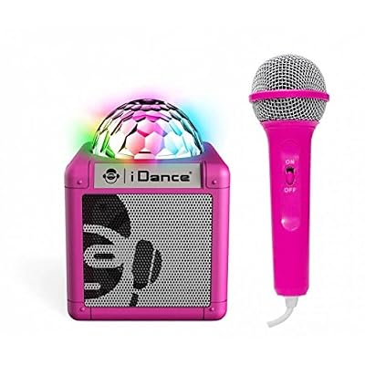 iDance cubesing100pk – Enceinte karaoké Enfant avec Microphone et système de lumières, Rose